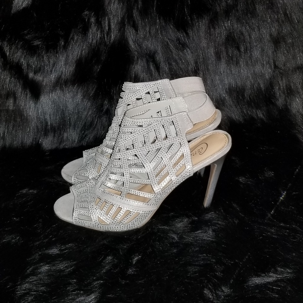 Candie's rhinestone silver black stiletto pumps